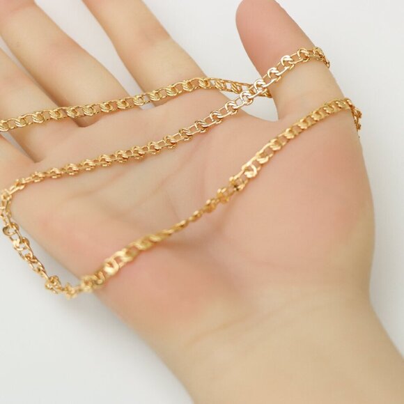 Elegant Rose Gold Link Chain Necklace Brass Base, XPNL0198 - Picture 7 of 12